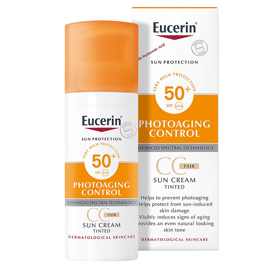 Kem Chống Nắng Eucerin Sun Cream Face Tinted CC Cream Photoaging Control SPF50+ (50ml) - làm đều màu da