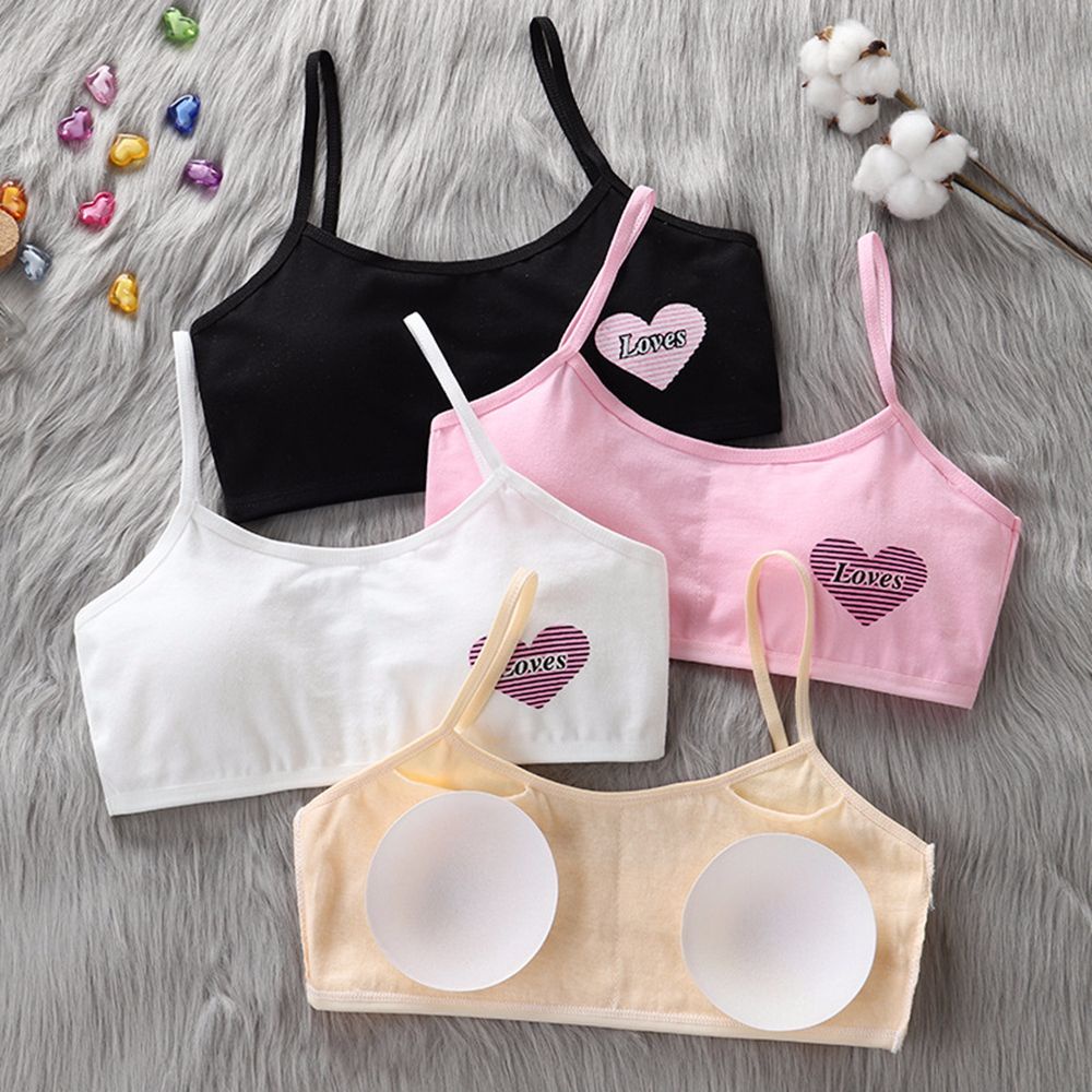 Áo lót vải cotton Hai Dây Thoáng Khí Có Đệm Ngực Không Gọng Thép Hình Trái Tim Nhiều Màu Đơn Giản Cho Nữ | BigBuy360 - bigbuy360.vn