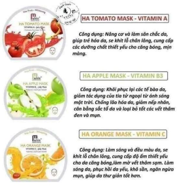 Nạ Vitamin Trái cây giúp trắng da hồng tự nhiên ngăn ngừa mụn (Mua 1 hộp 10 miếng Tặng Nước hoa Minisize