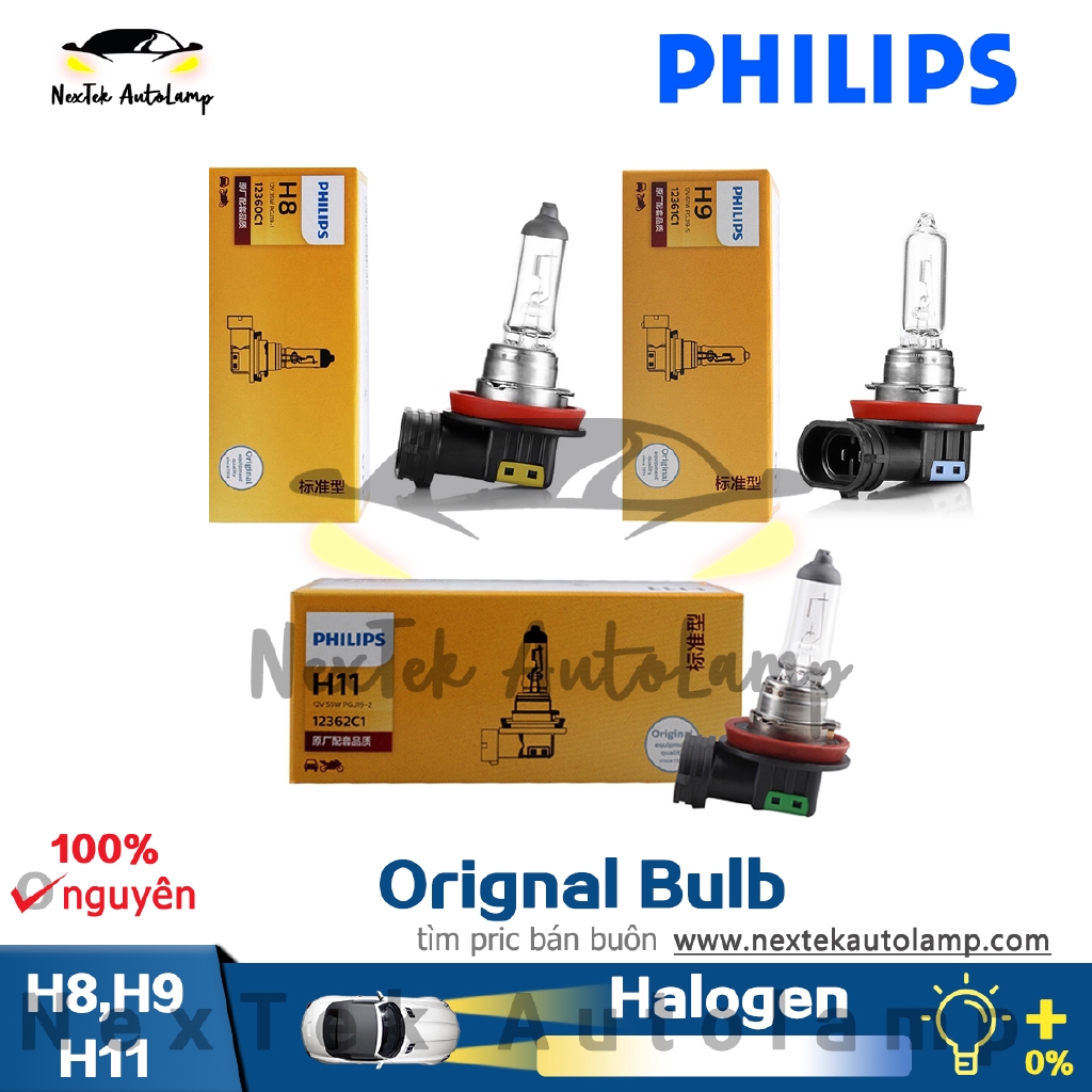 Philips Original Car Bulb H8 H9 H11 12V Gốc Chất Lượng Cao Xe đèn Sương Mù đèn Pha Halogen