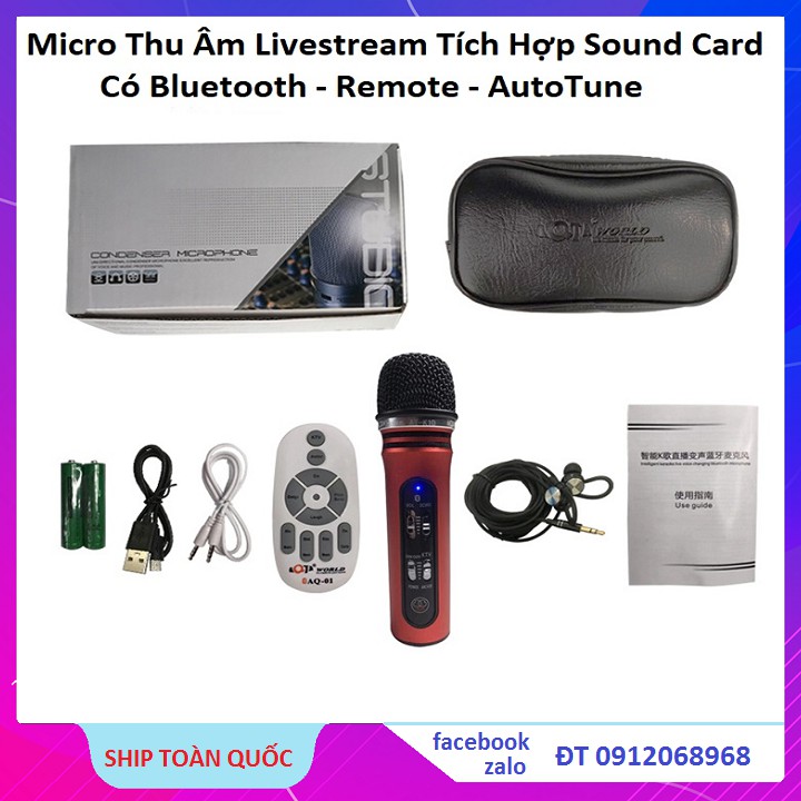 [Mã ELHACE giảm 4% đơn 300K] Micro Thu Âm Karaoke Livestream ATK10 - Tích Hợp Sound Card K10 Thế Hệ Mới 2020