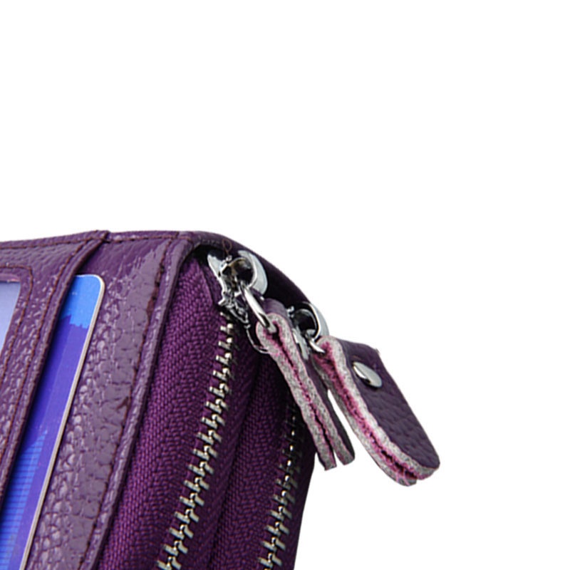 Ví Da Thời Trang Đựng Thẻ Tín Dụng / Danh Thiếp Có Khóa Kéo Đôi Cho Nữ