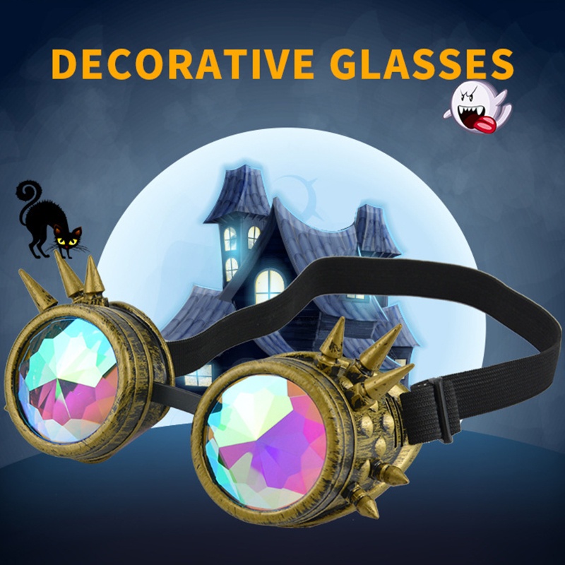 Kính Mát Tròng Lăng Kính Khảm Phong Cách Steampunk Cổ Điển