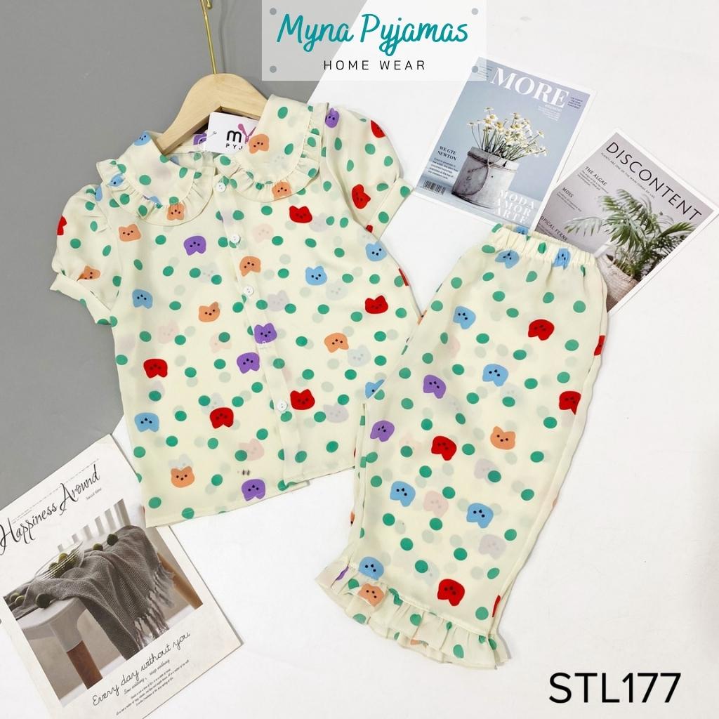 Bộ pijama nữ áo tay ngắn quần lửng MYNA PYJAMAS chất lụa mango mềm mịn không nhăn