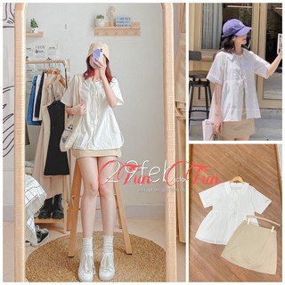 Sét áo babydoll kèm chân váy kaki có lớp lót