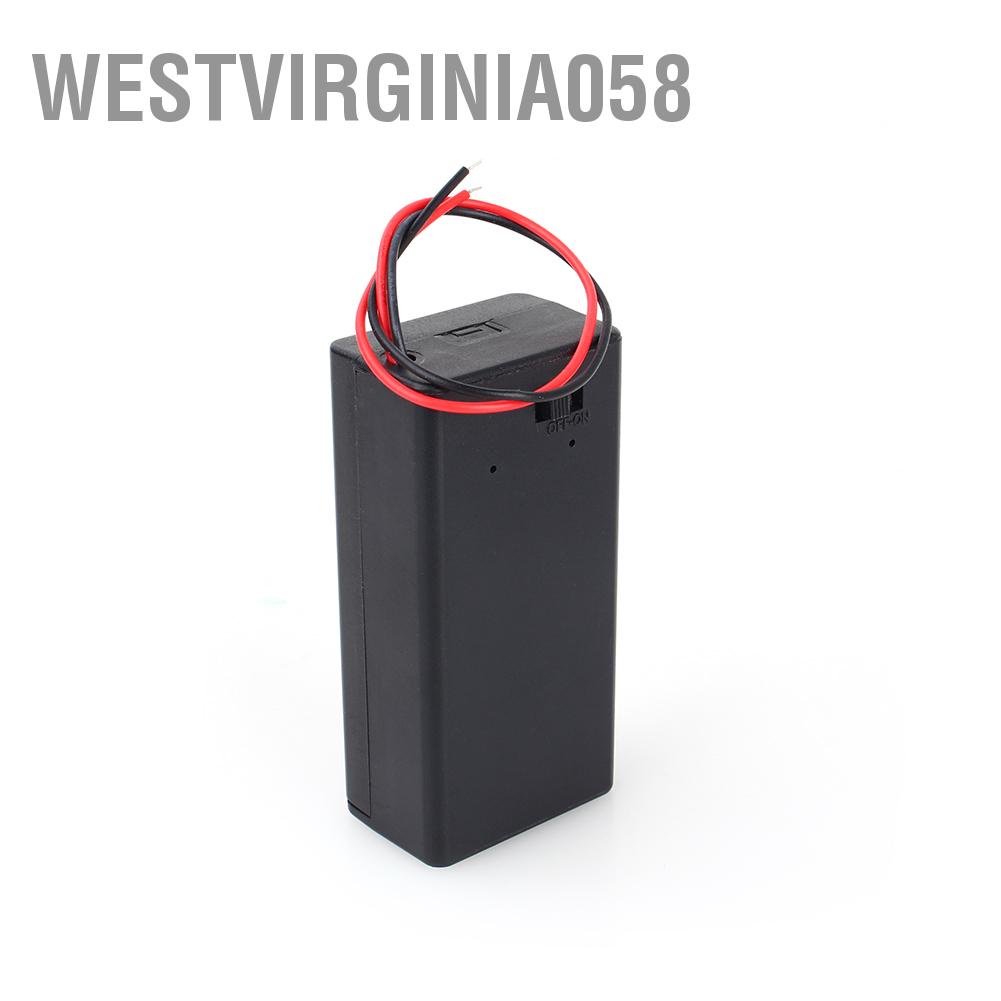 Westvirginia058 9V Volt PP3 Battery Holder Box DC Case w/ Wire Lead ON/OFF Switch Cover Durable