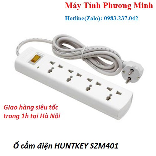 [HÀNG CHÍNH HÃNG] Ổ cắm điện đa năng chống sét Huntkey SZM401