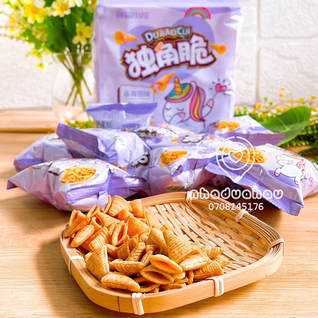 Lẻ một gói snack/ bimbim xoắn ốc hình Ngựa Bảy Màu Unicorn Hongkong gói nhỏ 20gam