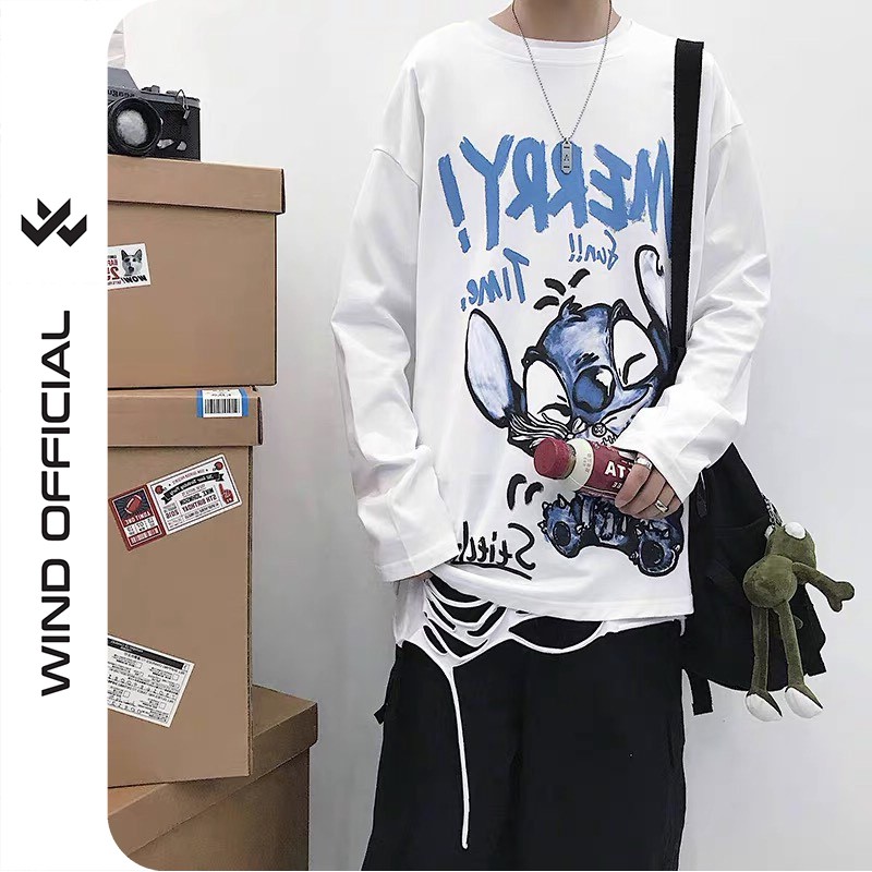 Áo thun tay dài WIND phông unisex form rộng MERRY sweater nam nữ oversize ulzzang