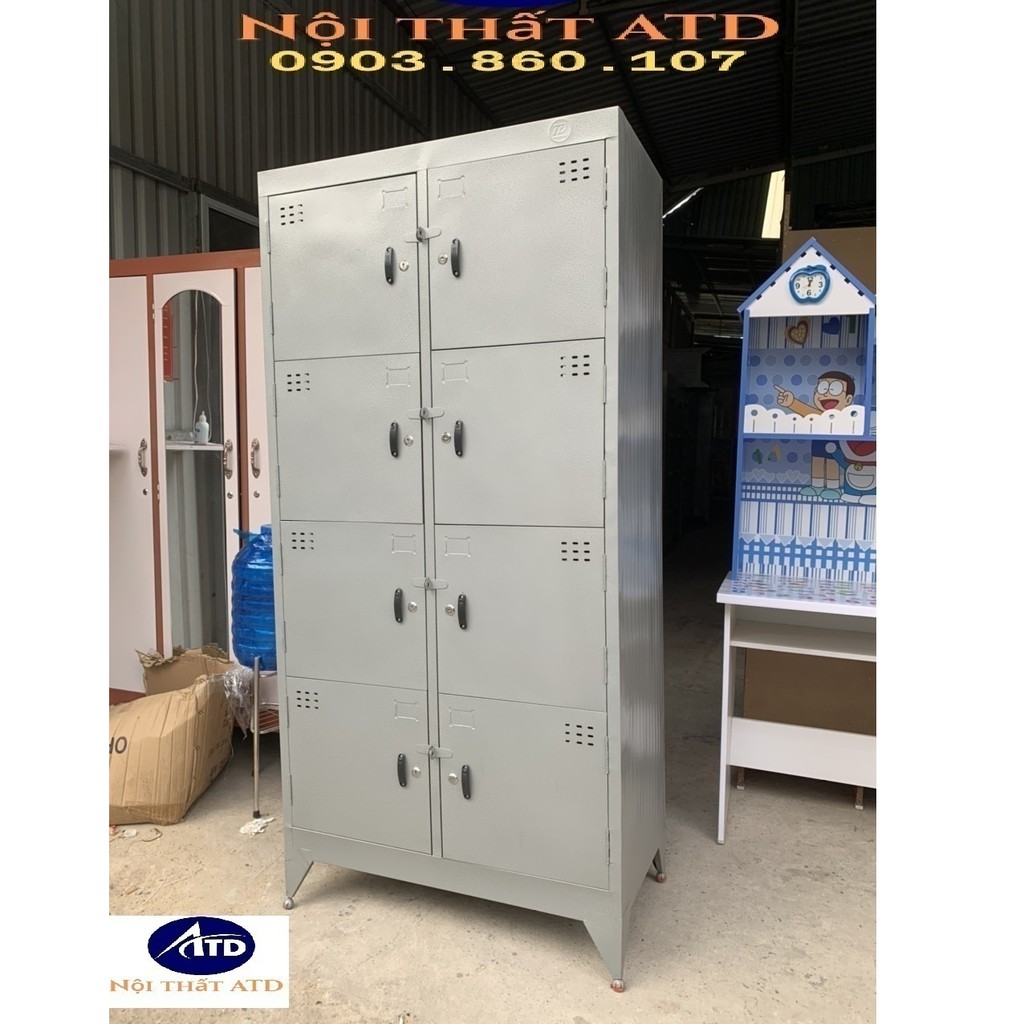 Tủ hồ sơ locker sắt 8 ngăn 10 ngăn có khóa riêng đựng hồ sơ văn phòng y hình dày dặn giá rẻ hcm