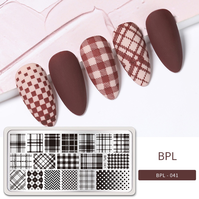 Con dấu trang trí móng tay BORN PRETTY bằng thép không gỉ nhiều họa tiết hình chữ nhật