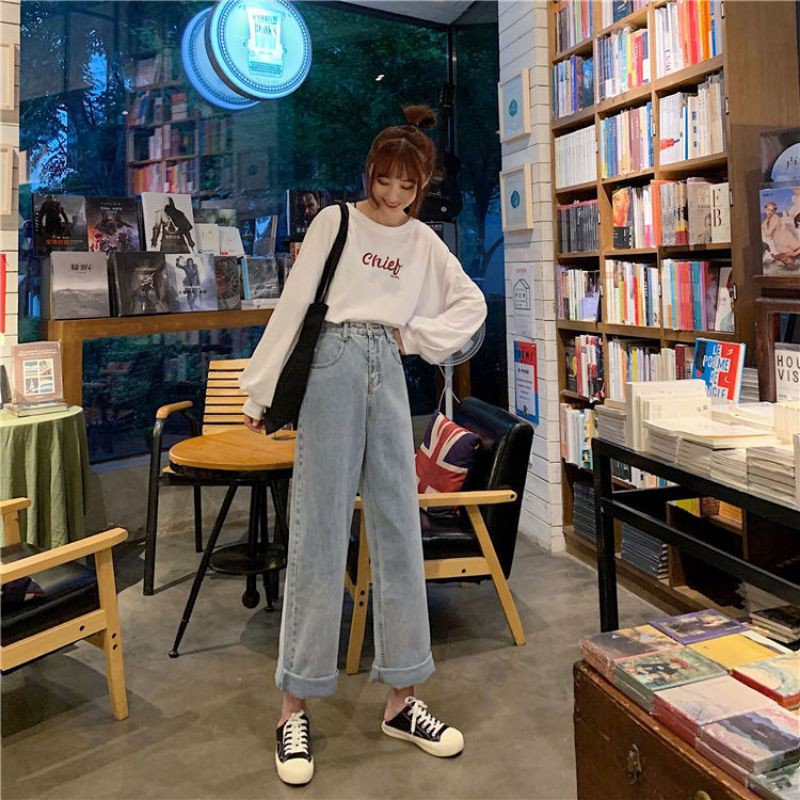 [HÀNG CÓ SẴN] quần jeans nữ ống suông | BigBuy360 - bigbuy360.vn