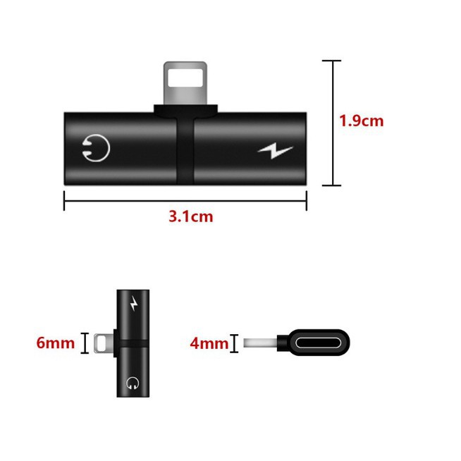 [Xả kho] jack chia tai nghe 2019 iphone 7,8,X vừa sạc vừa nghe nhạc 3hcomputer -OTG7