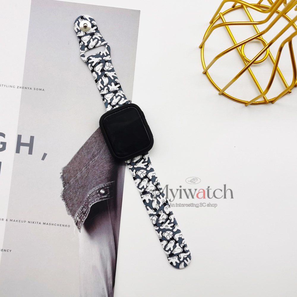 Dây Đeo Silicon Họa Tiết Hoạt Hình Cho Đồng Hồ Thông Minh iwatch series 7 6 5 SE 4 3 2 45mm 41mm 44mm 40mm 38mm 42mm