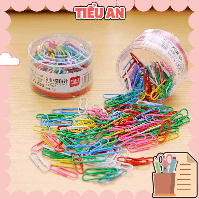 Hộp Kẹp giấy Deli - Ghim giấy màu sắc mẫu truyền thống