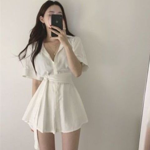 Đầm Polo tay phồng dài màu trơn dáng ôm thời trang cá tính cho nữ