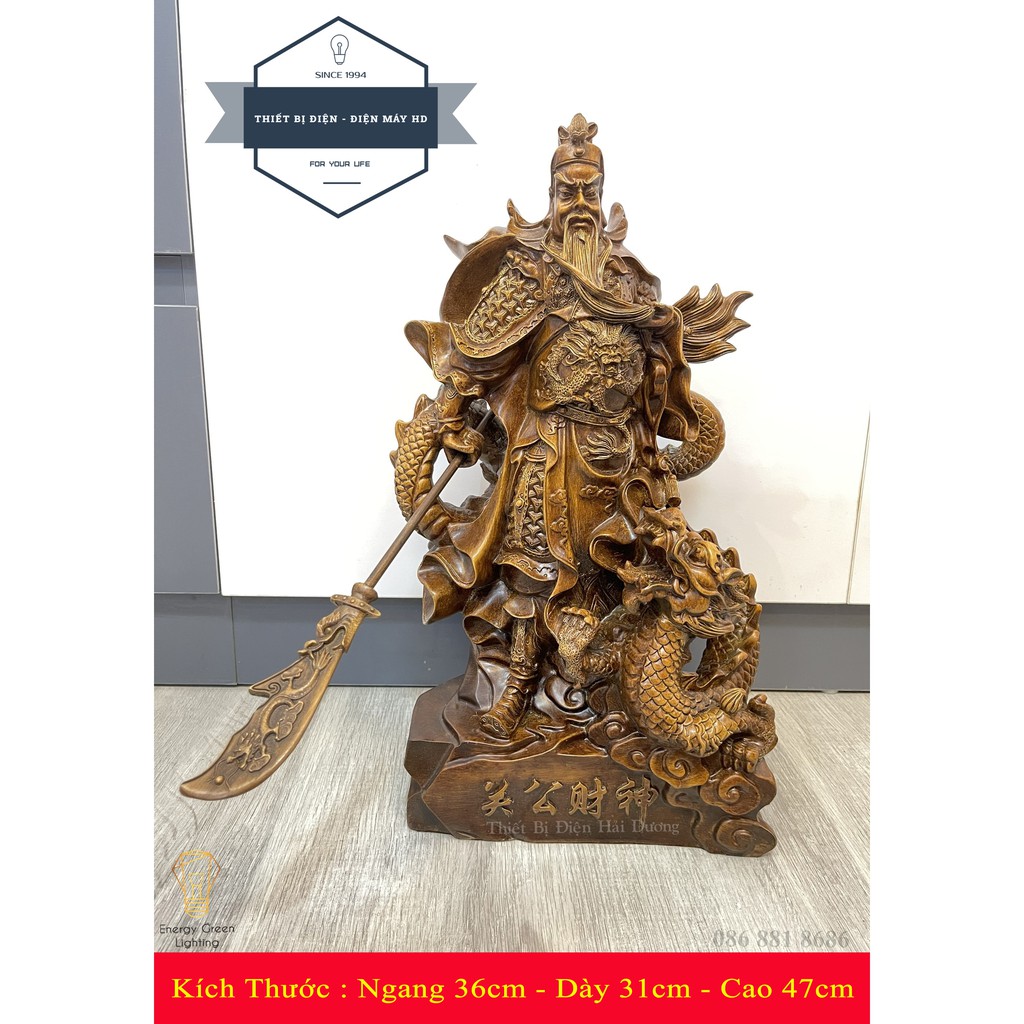 Tượng Quan Công Hàng Long Tay Cầm Thanh Long Yển Nguyệt Bảo Đ ao PT-22 - Cao 47cm -Mang Lại Sự May Mắn,Tài Lộc , Bình An