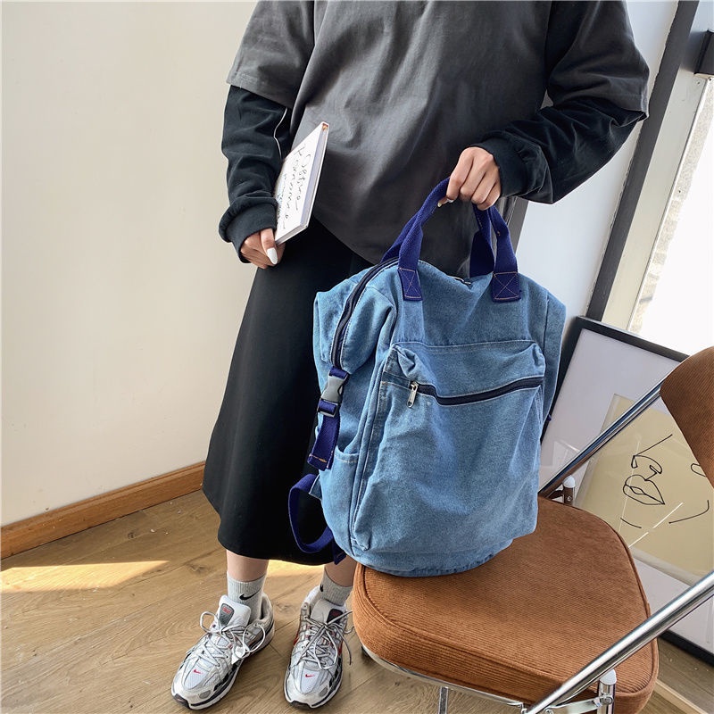 Ba Lô Denim Đơn Giản Phong Cách Hàn Quốc Dành Cho Nữ