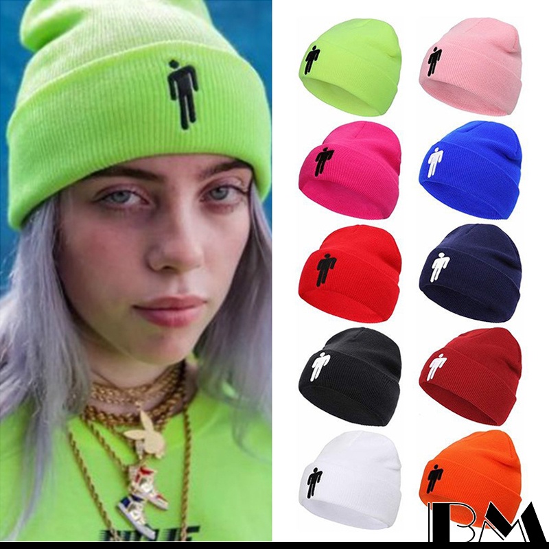 Mũ Beanie Màu Trơn Thêu Chữ Billie Eilish Phong Cách Hip hop Thời Trang Cá Tính