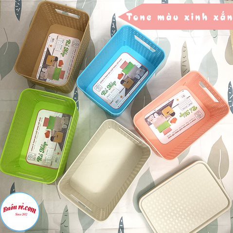 Giỏ nhựa có nắp Hàn Quốc 3 size Việt Nhật, giỏ đựng đồ đa năng tiết kiệm không gian  - Buôn rẻ 01256