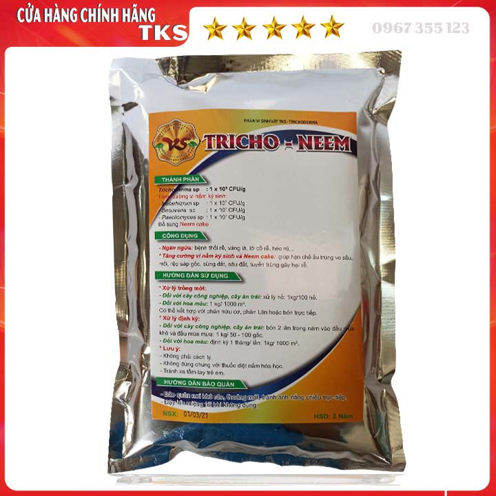 Nấm Đối Kháng TRICHO - NEEM Phòng Trừ Nấm Bệnh Và Tuyến Trùng Hại Rễ - Gói 1kg