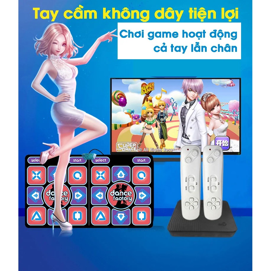 Thảm chơi game, thảm nhảy audition kết nối tivi, game vận động tại nhà bản cao cấp 2021 với 2 tay cầm và có tới 200 game