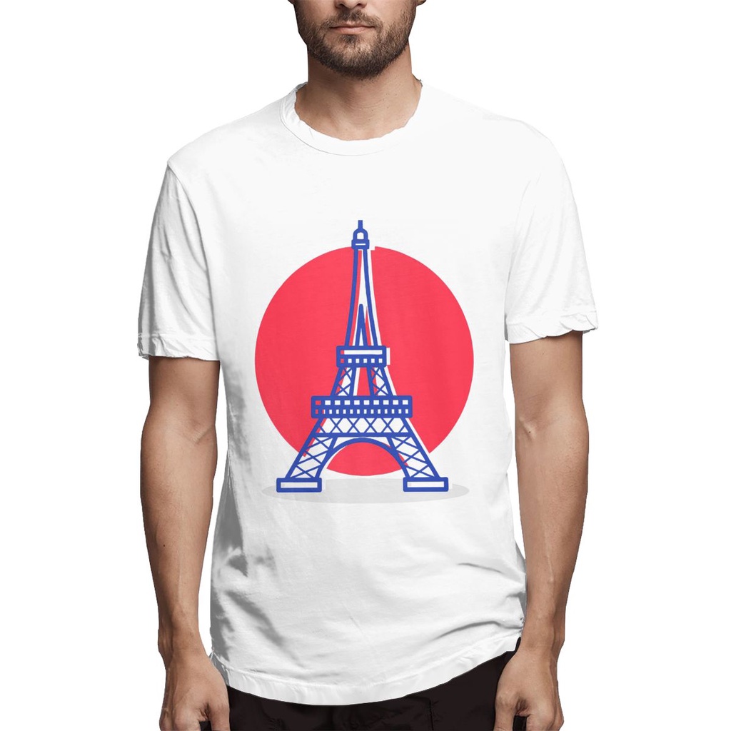 Áo Thun Cotton Tay Ngắn Cổ Tròn In Hình Tháp Eiffel Paris Thời Trang Mùa Hè Năm 2021 Cho Nam