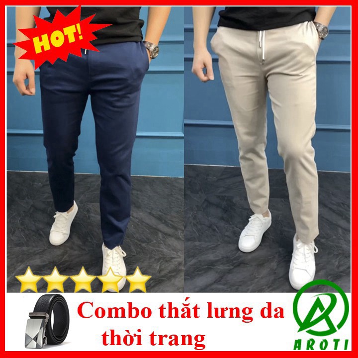 Quần Kaki Nam Ống Đứng AROTI Form Suông Dài Rộng Vải Kaki Đẹp Cao Cấp,Co Giãn Tốt Dáng Âu,Công Sở,Lưng Thun QK040+TL
