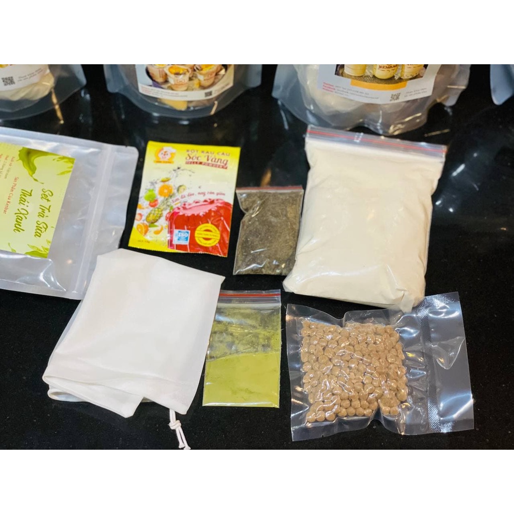 Set Trà Sữa Thái Xanh Trân Châu Kenbar (Kèm rau câu thơm ngon dễ làm )