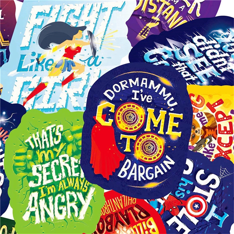 Set 50 hình dán siêu anh hùng Marvel hỗn hợp trang trí đa dụng