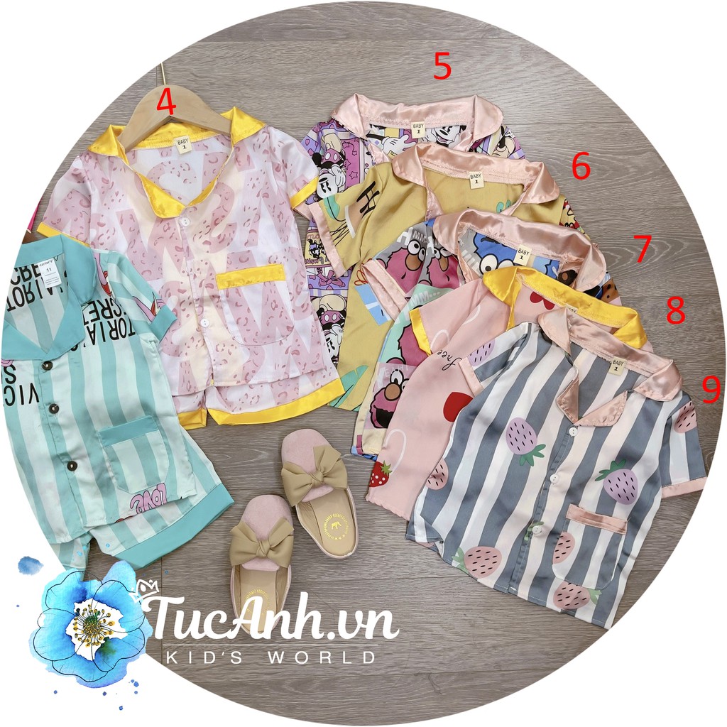 Bộ Pijama Cho Bé Gái Size 7-17KG, Bộ Ngủ Lụa In Hình 2D - TucAnh