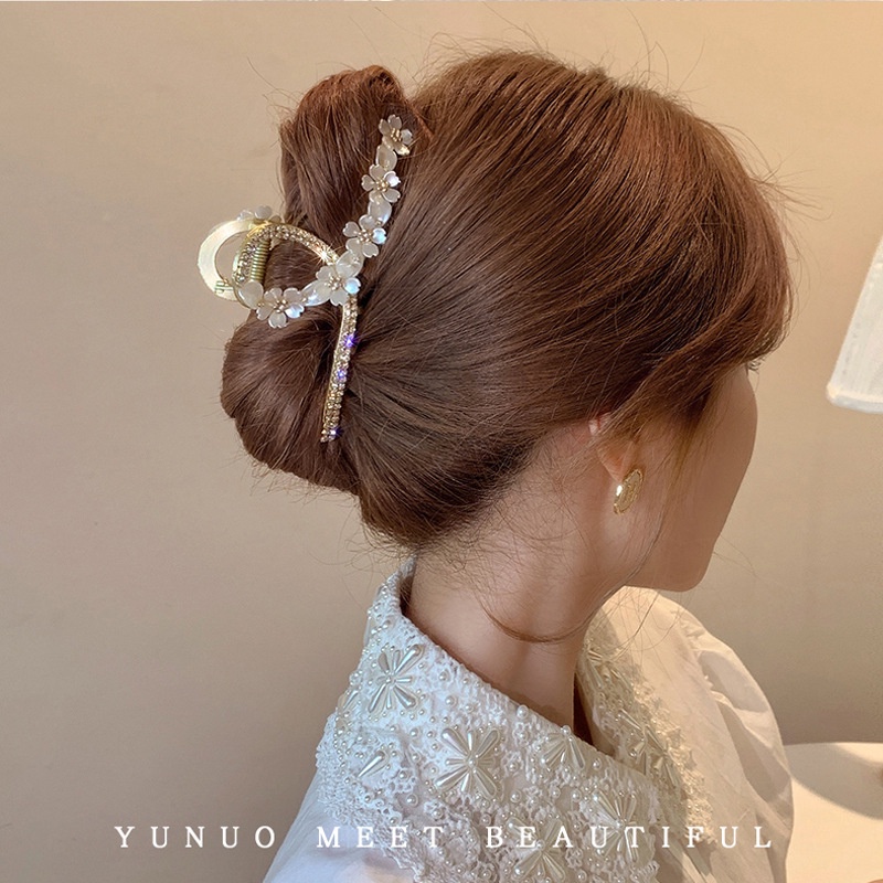Kẹp Tóc Hình Bông Hoa Lưng Đính Ngọc Trai Thời Trang Hàn Quốc Cho Nữ