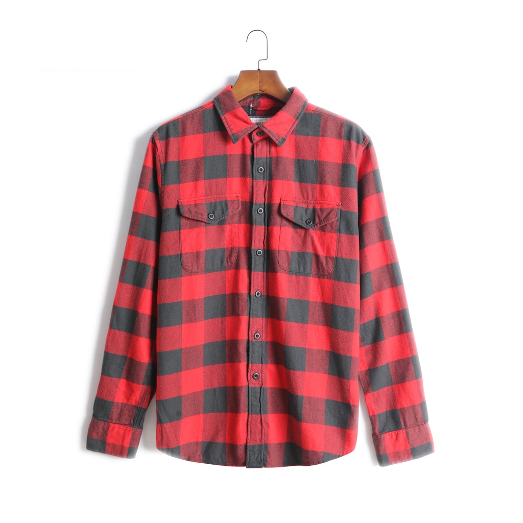 Áo Sơ Mi Nam Tay Dài Vải Nỉ Xuất Dư Sọc Caro - FO76 Shop