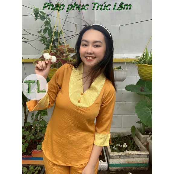 Quần áo đi chùa - Lụa phối gấm