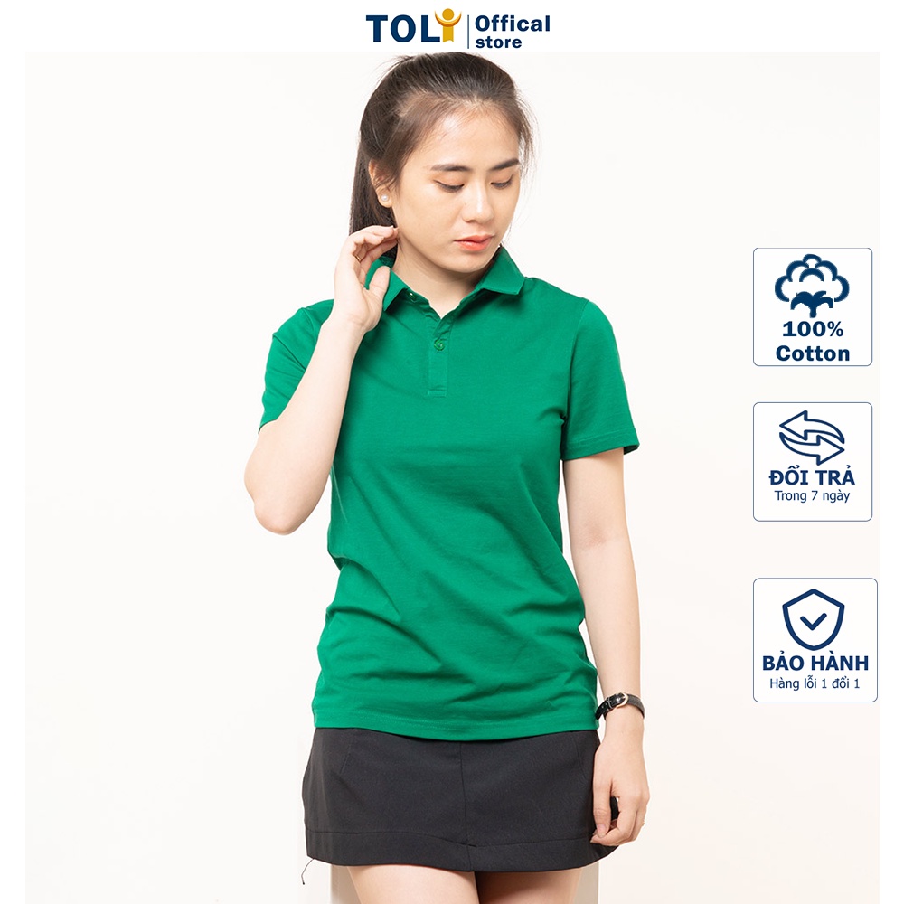 Áo thun nữ Cổ Sơ Mi (Cổ trụ) TOLI, chất cotton 4 chiều mềm mịn, co dãn màu Xanh Rêu