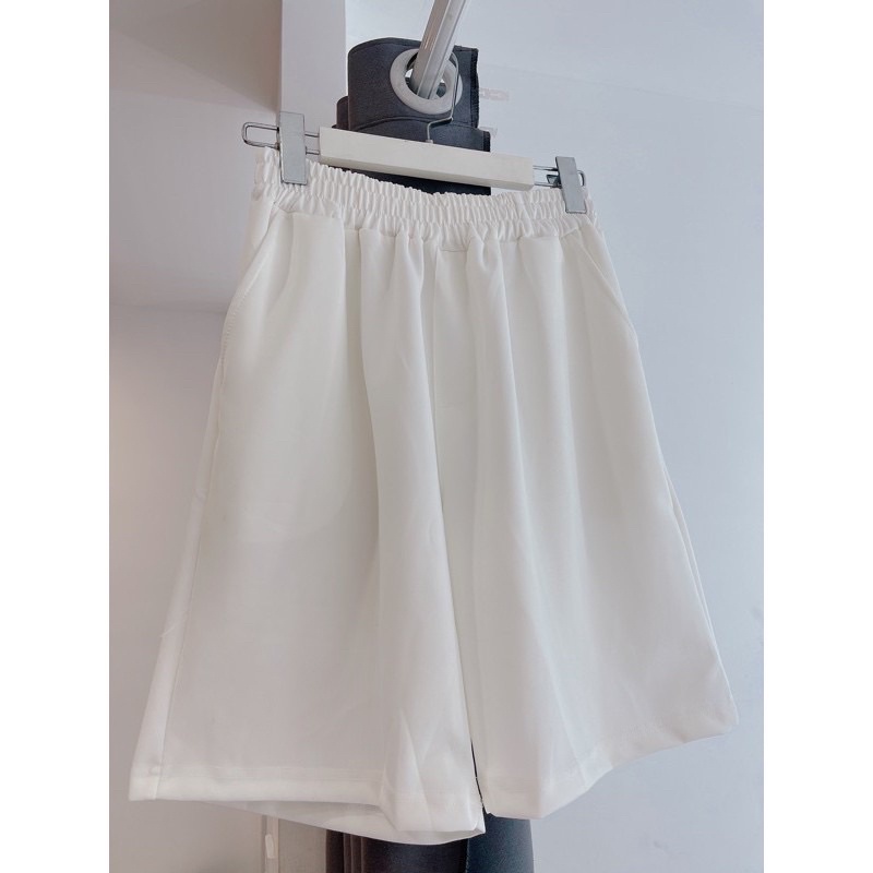 Short thun da cá trơn unisex nam nữ 2 màu đen trắng