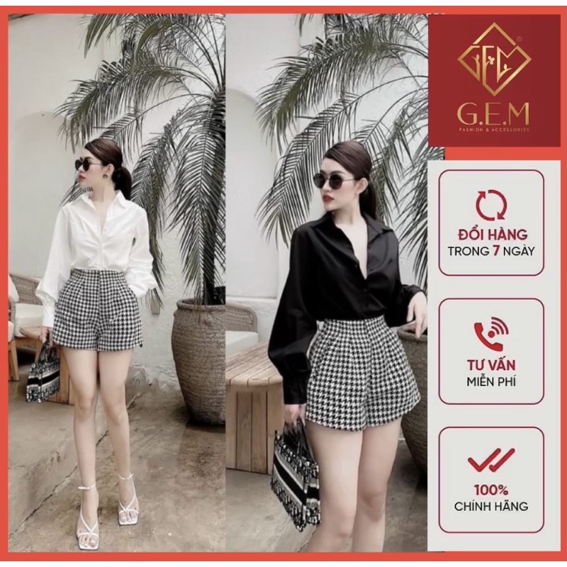 [BÁN BUÔN&LẺ] Đồ bộ quần phồng GEM23, set mặc đi chơi hay công sở đều hợp thời trang, khoe đôi chân thon dài của chị em