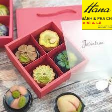 Hộp đựng 4 bánh trung thu 50-63g kèm túi, hộp đựng bánh cookie