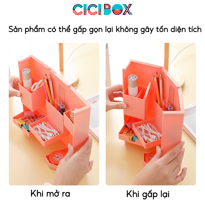 Kệ nhựa đựng đồ dùng học tập Kệ gấp gọn bằng nhựa tiện dụng nhiều ngăn, tủ đựng đồ đa năng CICIBOX