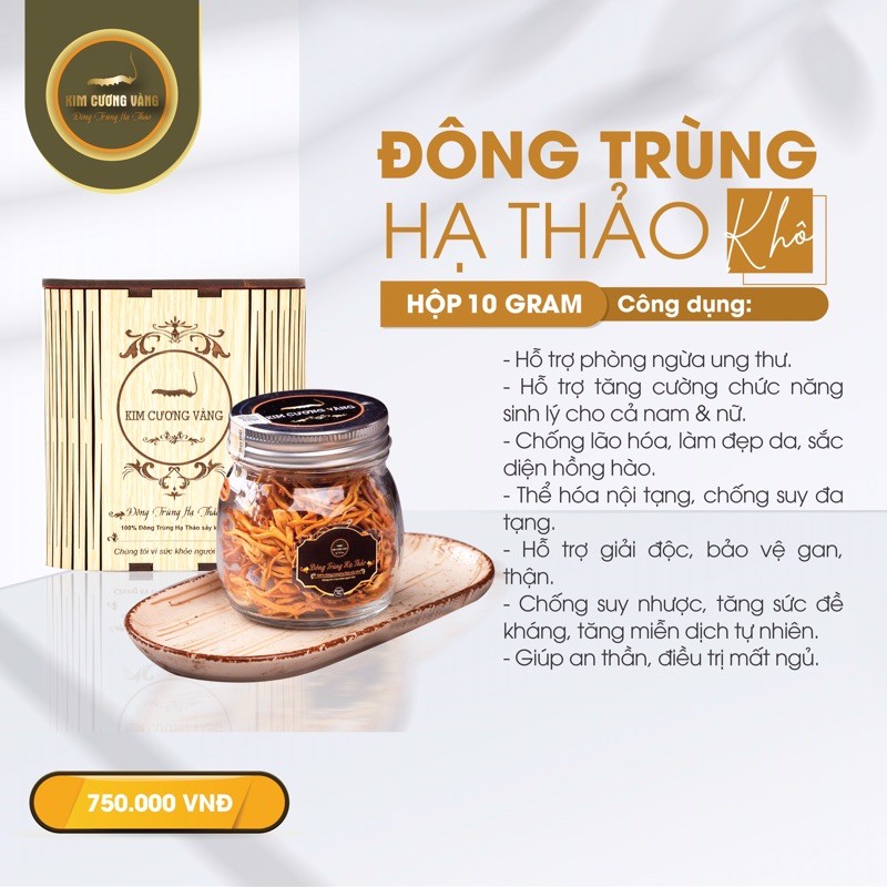 Đông Trùng Hạ Thảo khô - Kim Cương Vàng