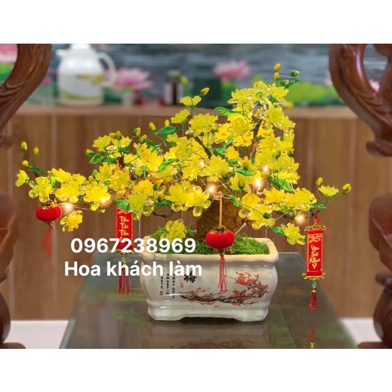 Gốc bonsai,thân cây giả, dáng Thác nước/thác đổ (35cm tính cả phần đổ) làm hoa mai đào,hoa Handmade trang trí nhà cửa