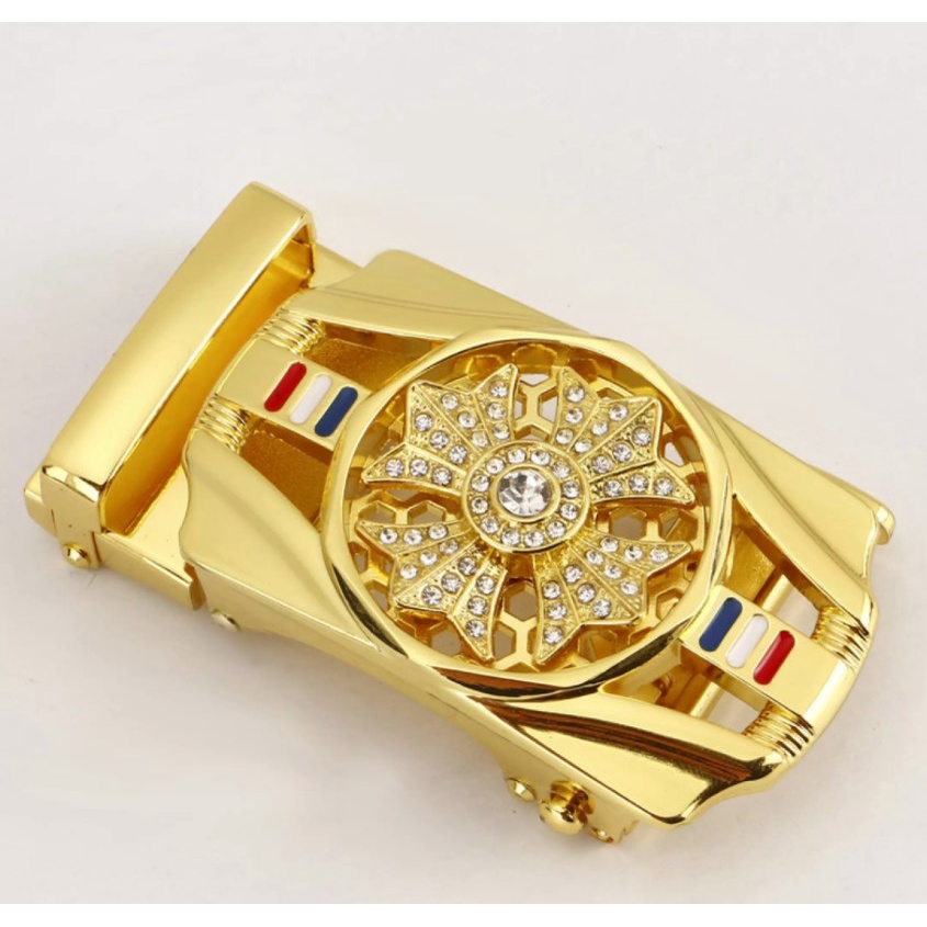 Thắt lưng nam da cao cấp, mặt đính đá xoay 360, khóa tự động mạ kim sang trọng