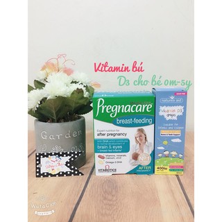 [Giá Tốt] Combo vitamin bú Pregnacare Breast feeding 84 viên và vitamin D3 Natures Aid 50 mil cho bé