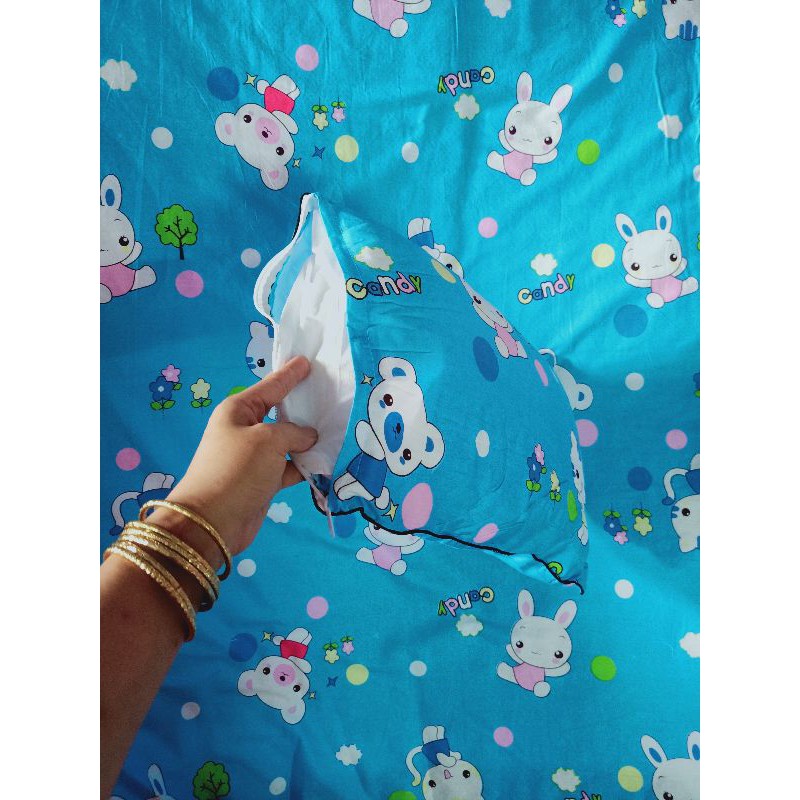 sét nệm kèm gối cho bé, chất cotton xịn mát