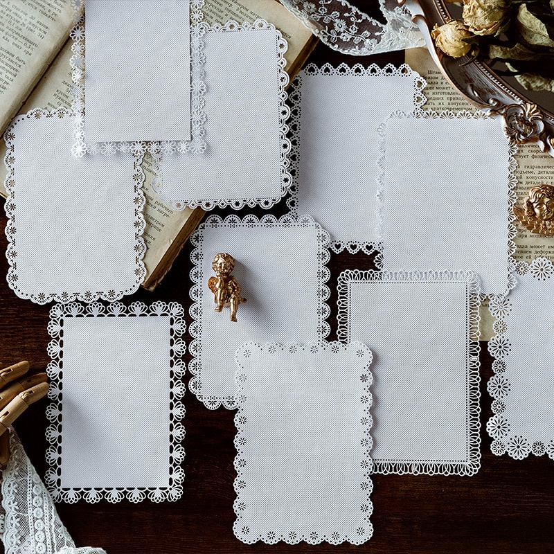Set 10 Tấm Giấy Phối Ren Dùng Trang Trí Sổ Tay/Nhật Ký DIY