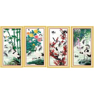 Tranh thêu chữ thập tứ quý dlh- 222839- dlh- 222840- dlh- 222842- dlh- 222843 - kt:41x85x4cm