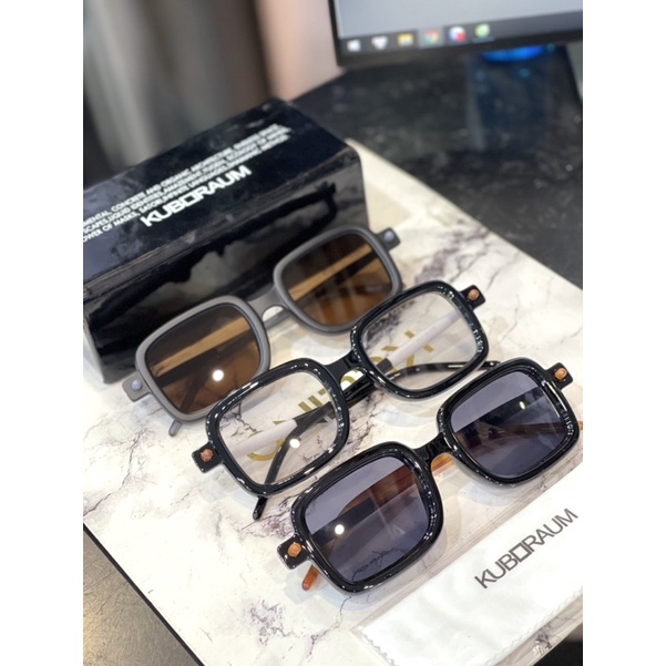 Kính râm thời trang nam nữ Kuboraum 3 màu thời trang ,Gọng kính cận Germany Fullbox Bảo Hành 3 tháng