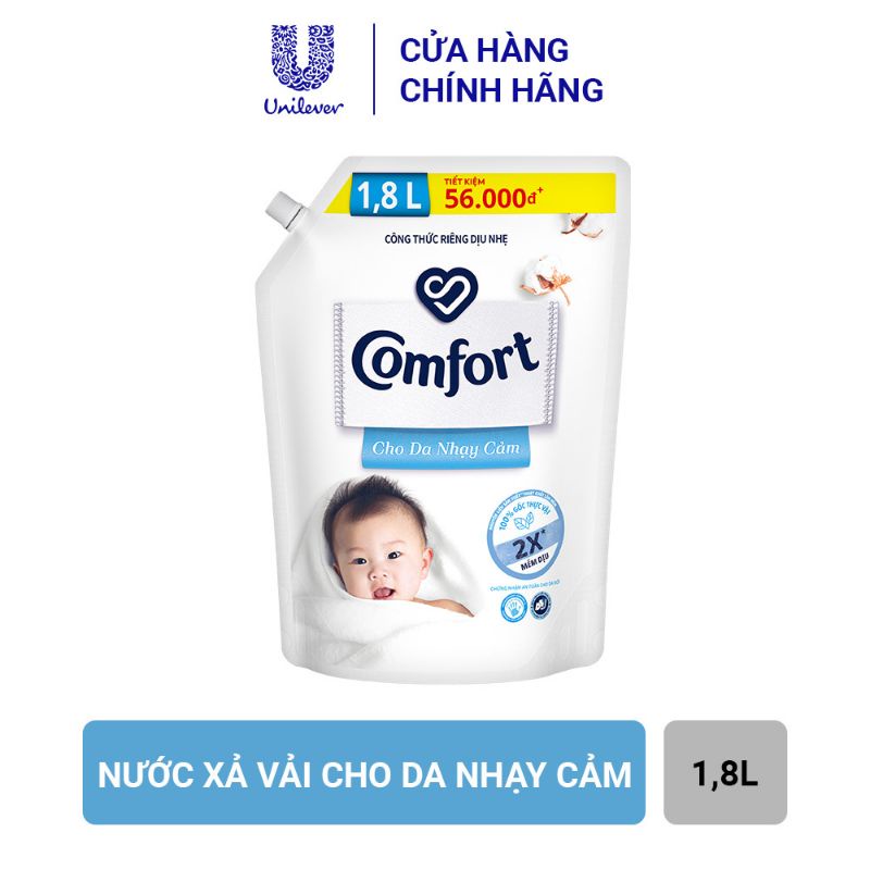 [Hàng Unilever Chính Hãng]Nước Xả Vải Comfort Túi 1,8L Ban Mai, Da Nhạy Cảm, Thiên Nhiên