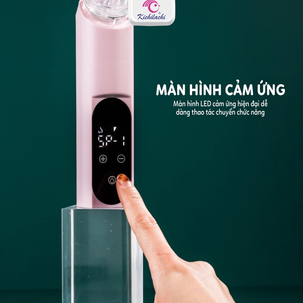 Máy hút mũi cho trẻ sơ sinh, máy hút mũi Kichilachi dành cho bé có màn hình cảm biến