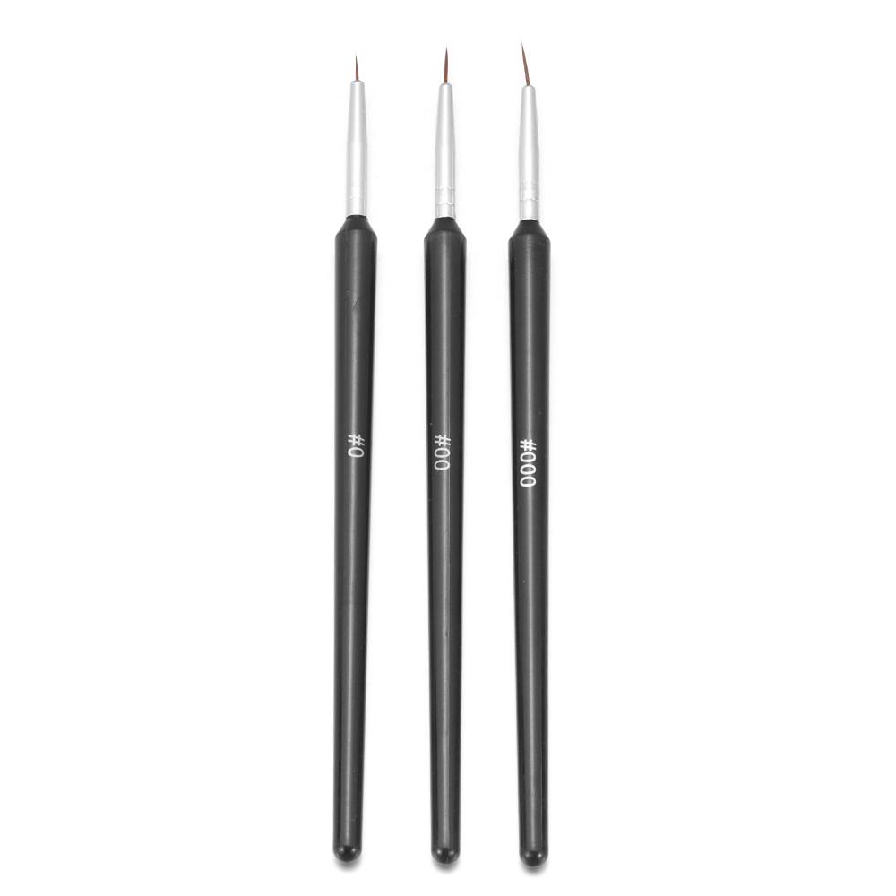 SHOOGIX Bộ 3 Cọ Vẽ Móng Tay Siêu Mỏng Thời Trang